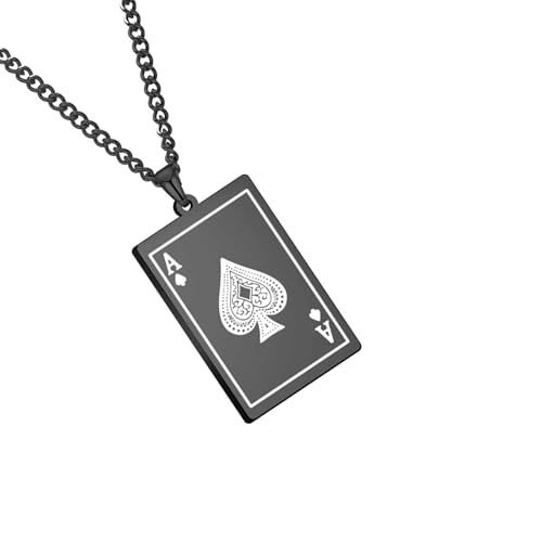 ZEPFJHE Punk Styles Pik Karte Halskette Edelstahl Textur Anhänger Halskette Spielkarte Schmuck für Enthusiasten Charme, Einheitsgröße, Wie beschrieben, Wie beschrieben ZEPFJHE Punk Styles Pik Karte Halskette Edelstahl Textur Anhänger Halskette Spielkarte Schmuck für Enthusiasten Charme, Einheitsgröße, Wie beschrieben, Wie beschrieben von ZEPFJHE