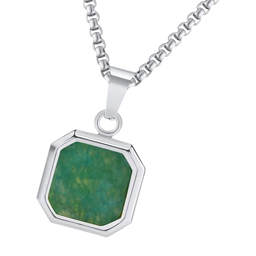 ZEPFJHE Quadratische Halskette mit Naturstein-Anhänger, geometrische Edelsteine, Charm-Halskette für Damen und Herren, handgefertigter Schmuck, Geschenk, Modeschmuck für Frauen, Einheitsgröße, Wie von ZEPFJHE
