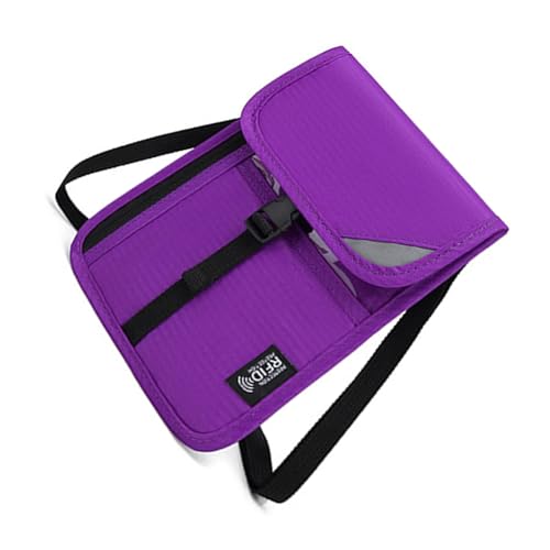 ZEPFJHE Reise-Halstasche, Brustbeutel mit RFID-blockierendem Familienpasshalter für einfaches Reisen, einfaches Design, für Herren und Damen, Reisepasshülle, violett, One Size von ZEPFJHE