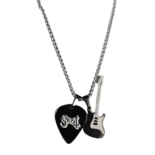 ZEPFJHE Robuster Edelstahl-Gitarren-Plektrum-Anhänger, Halskette, Schmuck-Accessoire für Punk-Rock-Fans und Mode-Enthusiasten, Edelstahl-Halskette von ZEPFJHE
