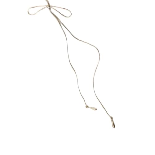 ZEPFJHE Schlichte Halskette, modischer Schleifen-Anhänger, langer Hals, Schmuck für jugendliche Paare oder enge Freunde, Schleife, verstellbar von ZEPFJHE