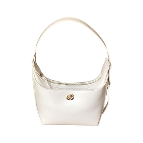 ZEPFJHE Schultertasche für Damen, Abendtasche, Handtasche, PU-Leder, Unterarmtasche mit Reißverschluss, einfache Geldbörse, Handtasche, trendiger Unterarm, beige, One Size von ZEPFJHE