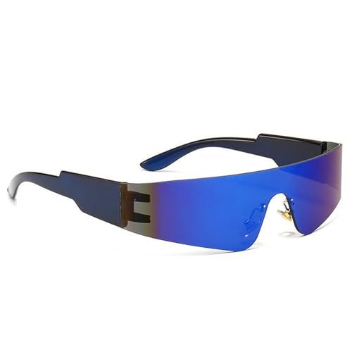 ZEPFJHE Sportliche Punk-Sonnenbrille, Trendsetter für Urlaubskleid, futuristisches Rollenspiel, Rock-Shades, futuristischer Rahmen, Outdoor-Aktivitätsbrille, Schwarzer Rahmen, blaue Folie ZEPFJHE Sportliche Punk-Sonnenbrille, Trendsetter für Urlaubskleid, futuristisches Rollenspiel, Rock-Shades, futuristischer Rahmen, Outdoor-Aktivitätsbrille, Schwarzer Rahmen, blaue Folie von ZEPFJHE