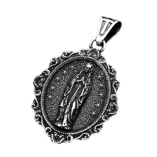 ZEPFJHE Stabile Halskette mit Herz-Jesus-Anhänger aus Edelstahl, ovaler Anhänger für Männer und Frauen, spirituelle Verbindung, für den täglichen Gebrauch, religiöses Accessoire, Einheitsgröße, Wie von ZEPFJHE