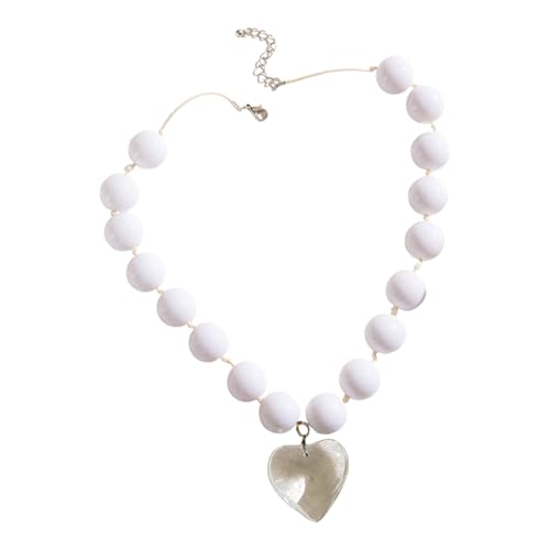 ZEPFJHE Stabile Herz-Halskette aus Metalllegierung, modische Perlen-Halskette. Ein aufmerksamer Modeschmuck, Einheitsgröße, Wie beschrieben, Wie beschrieben von ZEPFJHE