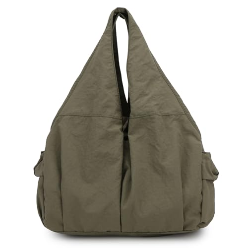 ZEPFJHE Stilvolle Frauen Drapierte Handtasche Leichte Nylon Unterarm Taschen Geräumige Schulter Slouchy Tasche Für Den Täglichen Gebrauch Funktionaler Wickelbeutel von ZEPFJHE