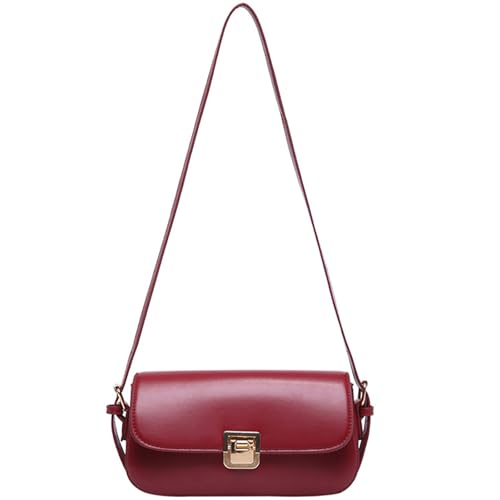 ZEPFJHE Stilvolle Handtasche Schultertaschen PU Leder Unterarm Geldbörse Damen Satchel Geldbörse Geeignet für verschiedene Anlässe College Tasche, rot, One Size von ZEPFJHE