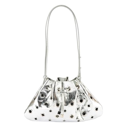 ZEPFJHE Stilvolle Hohle Nietkordelschneiderbeutel Elegante PU Leder Unterarm Taschen Trendige Schulterbeutel Für Frauen Und Mädchen Abendtasche Für Frauen von ZEPFJHE