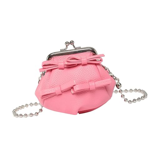 ZEPFJHE Stilvolle Kleine Crossbody Tasche Mit Metallic Chain PU Leder Geldbeutel Umhängetaschen Satchel Für Den Täglichen Gebrauch Und Geschenke Praktische PU Lederumhängetasche von ZEPFJHE