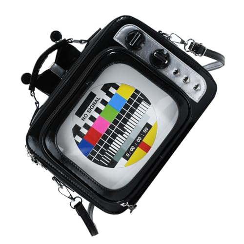 ZEPFJHE Stilvolle PU-Leder-Schultasche, Umhängetasche, Umhängetasche, Handtasche mit transparentem Fenster und verstellbarem Riemen, einzigartiges Design, Schwarz , One Size ZEPFJHE Stilvolle PU-Leder-Schultasche, Umhängetasche, Umhängetasche, Handtasche mit transparentem Fenster und verstellbarem Riemen, einzigartiges Design, Schwarz , One Size von ZEPFJHE