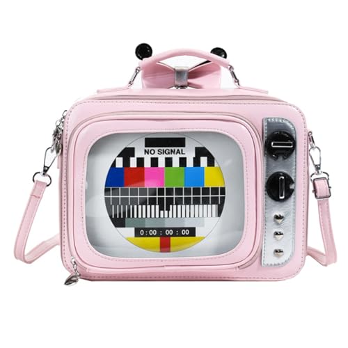 ZEPFJHE Stilvolle PU-Leder-Schultasche, Umhängetasche, Umhängetasche, Handtasche mit transparentem Fenster und verstellbarem Riemen, einzigartiges Design, a, One Size ZEPFJHE Stilvolle PU-Leder-Schultasche, Umhängetasche, Umhängetasche, Handtasche mit transparentem Fenster und verstellbarem Riemen, einzigartiges Design, a, One Size von ZEPFJHE