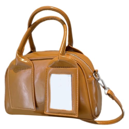 ZEPFJHE Stilvolle Umhängetasche, leicht, PU-Leder, lässige Handtasche mit verstellbarem Riemen für den täglichen Gebrauch, Reisen, Arbeit, kompakte Tasche mit Reißverschluss, braun, One Size von ZEPFJHE