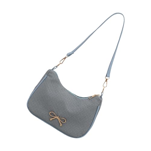 ZEPFJHE Stilvolle gewebte Strohtasche für Strandreisen, leicht, mit Tragegriff oben, atmungsaktiv, Handtasche mit farbblockierendem Design, braun von ZEPFJHE