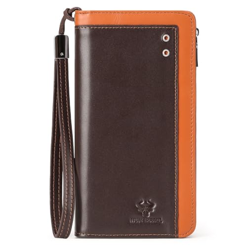 ZEPFJHE Stilvolle und praktische Herren Blocking Long Wallet mit mehreren Fächern Stilvolle Business Geldbörse für Männer, R von ZEPFJHE