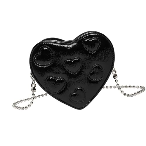 ZEPFJHE Stylish Heart Stickerei Umhängetasche Leichte PU Leder Crossbody Tasche Abend Geldbeutel Bürohandtasche Für Den Täglichen Gebrauch Stilvolle Persönlichkeit Handtasche Für Wome von ZEPFJHE