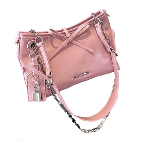 ZEPFJHE Stylish PU Leder Crossbody Tasche Mit Abnehmbarem Riemen Geräumiger Fach Und Bogenakzent Für Frauen Mädchen Stilvolle Bögen Handtasche von ZEPFJHE