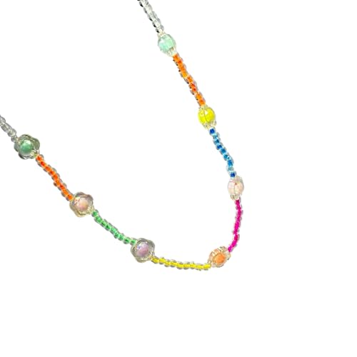 ZEPFJHE Trendige Dopamin-Stern-Halskette mit Regenbogen-Perlen für Frauen, modische Schichtkette, Schmuck, Geschenk, trendige Schlüsselbein-Kette, necklace, Wie beschrieben, Wie beschrieben von ZEPFJHE