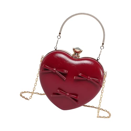 ZEPFJHE Trendige Herzhandtasche Für Frauen PU Evening Bag Umhängetaschen Mit Kettenriemen Für Die Verbesserung Von Abendfeiern Handyhalter Geldbeutel von ZEPFJHE