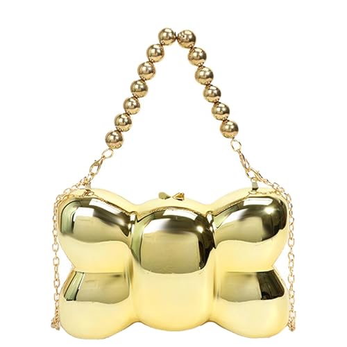 ZEPFJHE Trendige Schmetterlings-Acryl-Box mit Kette, Schultertasche, Abendtasche, Crossbody-Tasche, verleiht jedem Outfit einen Hauch von Mode, gold, One Size von ZEPFJHE