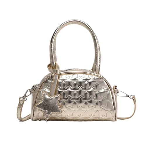 ZEPFJHE Umhängetasche mit Sternmuster für Damen, PU-Leder, trendig, Pendeln, kleine Kuriertasche, Bowling, kleine Schulter, Sternmuster, Crossbody, Pendeln von ZEPFJHE