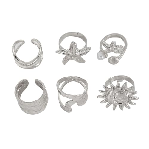 ZEPFJHE Verstellbare Gold Und Silberfarbe Unregelmäßige Sonnenblumenstiere Offene Ringe Für Paare Modische Fingerschmuck Verstellbarer Fingerring ZEPFJHE Verstellbare Gold Und Silberfarbe Unregelmäßige Sonnenblumenstiere Offene Ringe Für Paare Modische Fingerschmuck Verstellbarer Fingerring von ZEPFJHE