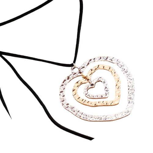 ZEPFJHE Verstellbare Halskette aus Legierung mit Herz-Designs, stilvolle Schlüsselbeinkette für Partys und den täglichen Gebrauch, Statement-Herz-Halskette, Einheitsgröße, Wie beschrieben, Wie von ZEPFJHE