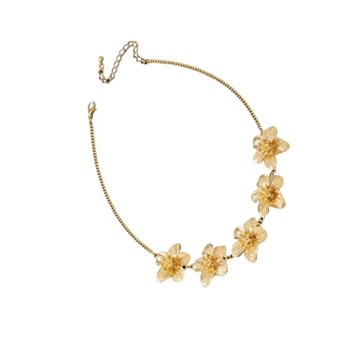 ZEPFJHE Vielseitige Blumen-Medaillon-Halskette, verstellbare Schlüsselbeinkette, Legierung, Handwerkskette, leicht, Mode-Accessoire, vielseitige Länge, Damen-Halskette, Einheitsgröße, Wie beschrieben von ZEPFJHE