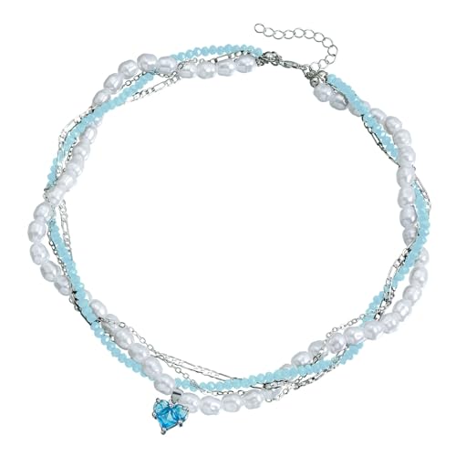 ZEPFJHE Zarte Perlen und Zirkonia Herz Anhänger Halskette Elegante Schlüsselbeinkette für Geschäftstreffen und Versammlungen Herzanhänger Halskette, Einheitsgröße, Wie beschrieben, Wie beschrieben von ZEPFJHE