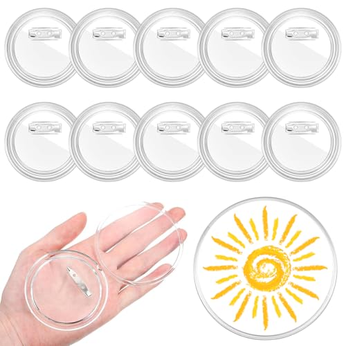 10 Stück Buttons Selber Machen, 58mm Transparente DIY Ansteckbuttons, DIY Abzeichen Werkzeug, Klar Knopf Pin Abzeichen Kit, für Kinder Foto Kleidung Bild Party Namensschilder von ZEPIQOR