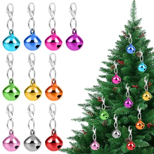 10 Stück Haustierglocken für Hunde und Katzenhalsbänder, Katzenglocken mit Schlüsselring Hundehalsbandglocken Halsband Anhänger Haustierzubehör Weihnachtsdekoration Glöckchen Festival Party von ZEPIQOR