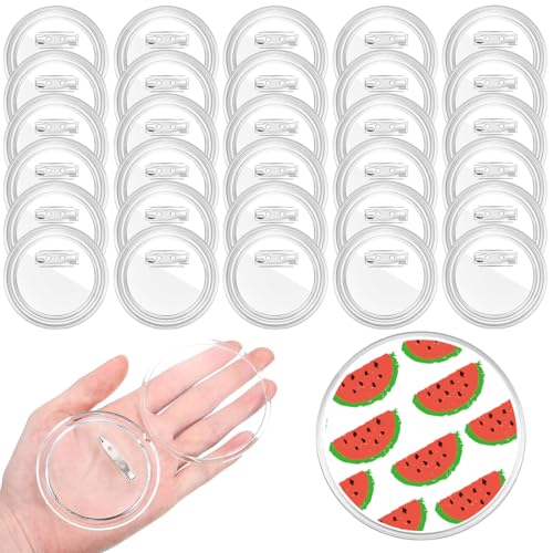 30 Stück Buttons Selber Machen, 58mm Transparente DIY Ansteckbuttons, DIY Abzeichen Werkzeug, Klar Knopf Pin Abzeichen Kit, für Kinder Foto Kleidung Bild Party Namensschilder von ZEPIQOR