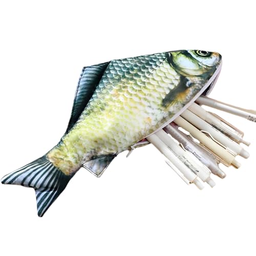 ZEPIQOR 1 pcs Fisch Federmäppchen Federmäppchen Neuheit Fisch Federbeutel Fisch Geldbörse Lustige Federmäppchen mit Gepolstertem Dickschaum Futter für Schule Klassenzimmer von ZEPIQOR