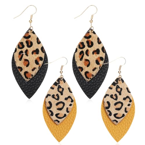 ZEPIQOR 2 Paar Ohrringe Leopardenmuster, Leo Print Ohrringe, Leo Ohrringe Damen, Leoparden Ohrringe Damen, Ohrringe Boho, Leder Hängende Ohrringe, Vintage Schmuck für Damen für Karneval, Cosplay ZEPIQOR 2 Paar Ohrringe Leopardenmuster, Leo Print Ohrringe, Leo Ohrringe Damen, Leoparden Ohrringe Damen, Ohrringe Boho, Leder Hängende Ohrringe, Vintage Schmuck für Damen für Karneval, Cosplay von ZEPIQOR
