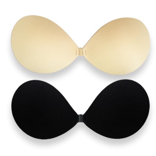 ZEPIQOR 2 Paare Klebe-BH with Nipple Covers Push Up Trägerloser BH Rückenfreier Invisible Bra Sticky Bra for Brüste Super Push Up BH for Abendkleid, Brautkleid (C) von ZEPIQOR