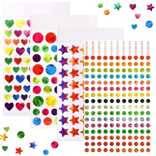 ZEPIQOR 3200 Stück Glitzer Aufkleber für Kinder Herz Sterne Rund Selbstklebend Sticker für Valentinstag Ostern Hochzeit Gästebuch Geschenkbeutel DIY Handwerk Scrapbooking Umschlagsiegel Dekoration von ZEPIQOR