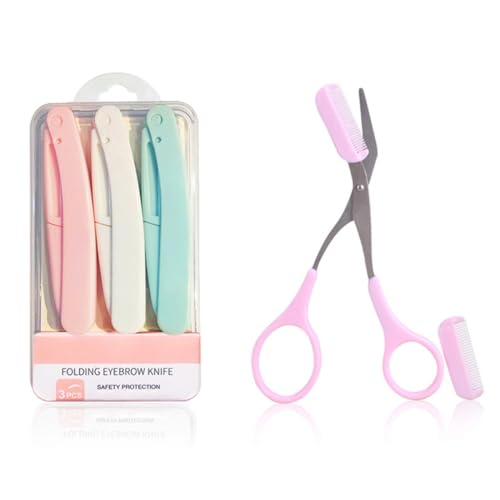 ZEPIQOR 4 Stück Augenbrauenschere, augenbrauenschere, augenbrauen schere, Augenbrauenform-Schere Präzisions-Augenbrauentrimmer-Schere Augenbrauen Trimmer Schere Trimmschere für Männer Frauen von ZEPIQOR