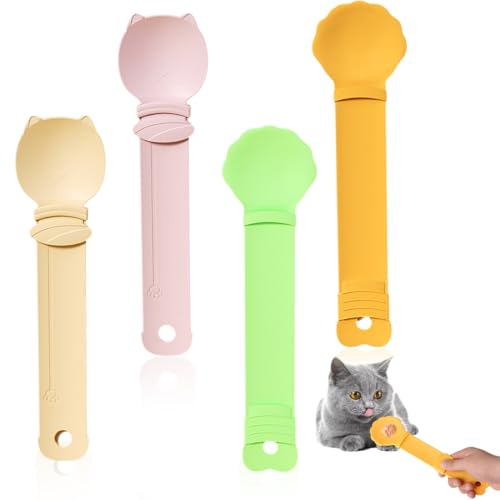 ZEPIQOR 4 Stück Cat Treats Spoon, Katzenstreifen Quetschlöffel Katzenfutter Löffel Katzenlöffel Happy Spoon Haustier Futterspender Zum Haustiere Auspressen von Pürees und Snacks von ZEPIQOR