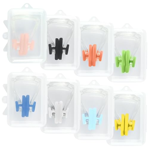 ZEPIQOR 8 Stück Nasenklammer Schwimmen Nase Clip,Mit Aufbewahrungsbox,Wasserdichte Nasenklammer Für Erwachsene Und Kinder Schwimmen Anfänger,Kompakt Und Tragbar von ZEPIQOR