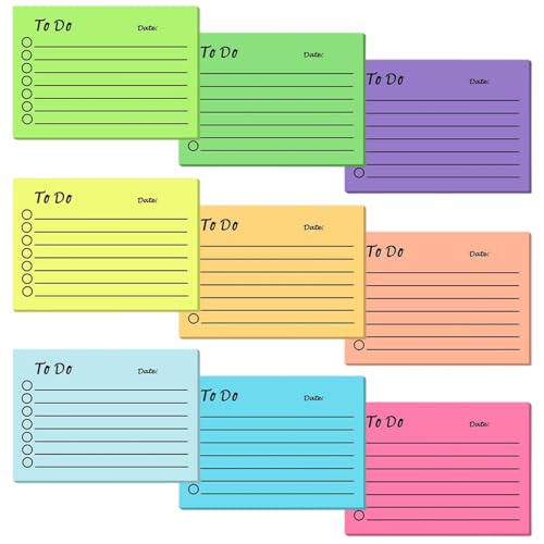 ZEPIQOR 9 Packung To Do Liste, 10 X 7Cm Verbesserung Der Klebrigkeit Des Mehrfarbigen Haftnotizen Notizzettel Linierte Klebezettel Selbstklebend Tagesliste Notizblock Für Büro Zuhause Schule von ZEPIQOR
