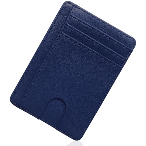 ZEPIQOR Men's Slim Wallet RFID Blocking PU Wallet with 8 Card Holder, ID Window, Money Clip, Minimalist Wallet Men, Blue von ZEPIQOR
