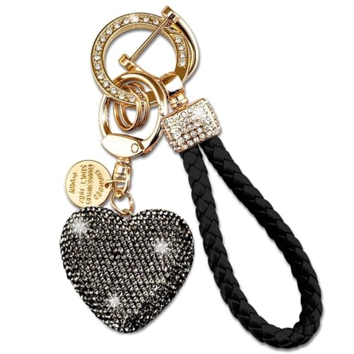 ZEPIQOR Herz Schlüsselanhänger Auto-Schlüsselanhänger Mit Glitzernden Strasssteinen, Strass-Schlüsselanhänger Für Damen von ZEPIQOR