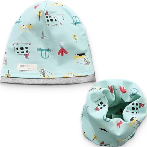 ZEPIQOR Kinder Beanie Mütze & Loop Schal Set, 95% Baumwolle Mütze Schal Set Mädchen Jungen 2-8 Jahren, Schlauchschal Warme Wintermütze Strickmützen für Herbst Winter Frühling von ZEPIQOR