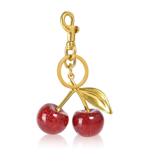 ZEPIQOR Kirsch-Bag Charm - Vielseitiger Schlüsselanhänger, Geldbörsenanhänger Glücksbringer, Personalisiertes Auto-Zubehör, modischer Taschen- oder Schlüssel-Accessoire für handtaschen von ZEPIQOR