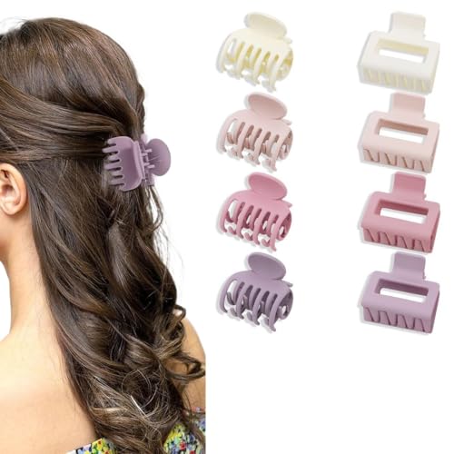 ZEPIQOR Kleinen Haarspangen für Damen, 4 Stück rechteckige matte Haarklammer mit einer Breite von 1,6 in und 4 Doppelreihen mit 1,6 in Zinken, Haarspangen für Damen, haarspangen damen von ZEPIQOR