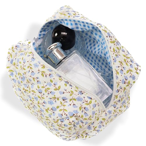 ZEPIQOR Kosmetiktasche Kulturtasche Make Up Tasche Reise Waschtasche Cord Make Up Organizer Waschbeutel Klein Kulturbeutel Schminktasche Multifunktionaler Kosmetikbeutel Set Für Damen Mädchen Blau von ZEPIQOR