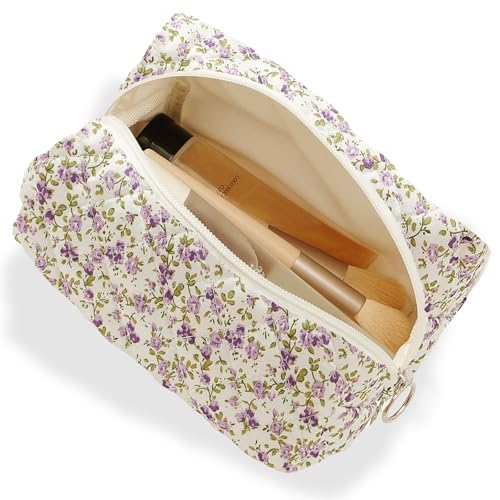 ZEPIQOR Kosmetiktasche Kulturtasche Make Up Tasche Reise Waschtasche Cord Make Up Organizer Waschbeutel Klein Kulturbeutel Schminktasche Multifunktionaler Kosmetikbeutel Set Für Damen Mädchen Lila von ZEPIQOR