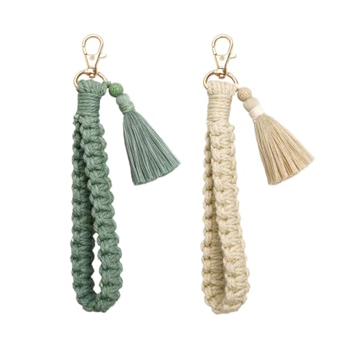 ZEPIQOR Schlüsselanhänger Frau Makramee Handgefertigtes Armband Quaste Anyards für Schlüssel, Autoschlüssel von ZEPIQOR