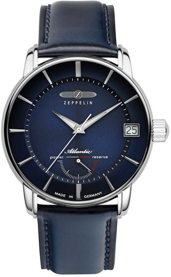 ZEPPELIN Automatikuhr Atlantic Automatic Power Reserve ETA A07 8416-3, Armbanduhr, Herren, Datum, Saphirglas, Lederarmband, Made in Germany von ZEPPELIN