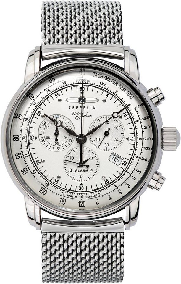 ZEPPELIN Chronograph 100 Jahre 7680M-1, Armbanduhr, Quarzuhr, Herrenuhr, Datum, Stoppfunktion, Made in Germany von ZEPPELIN
