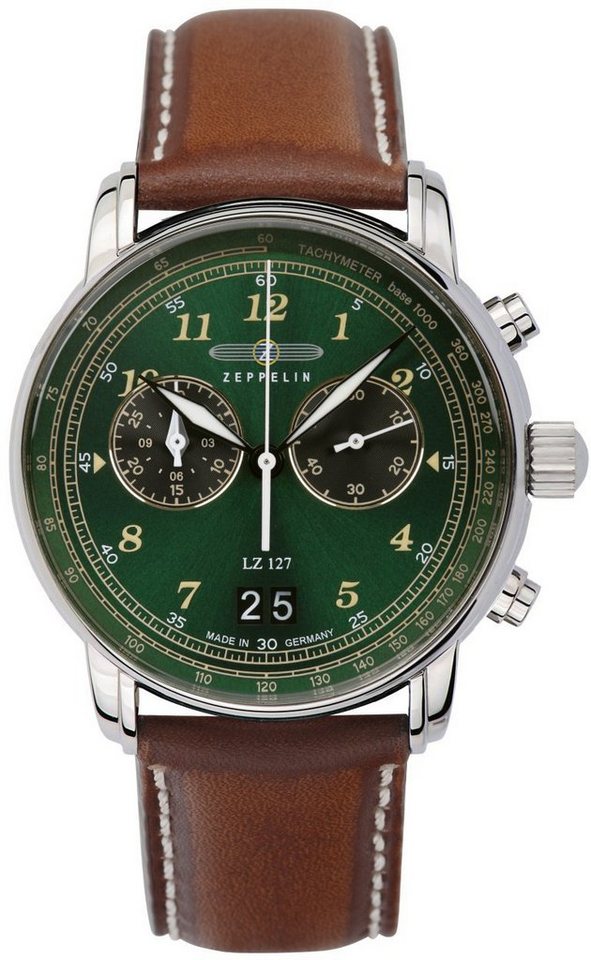 ZEPPELIN Chronograph LZ 127 Graf Zeppelin Big Date 8684-4, Armbanduhr, Quarzuhr, Herrenuhr, Datum, Stoppfunktion, Made in Germany von ZEPPELIN
